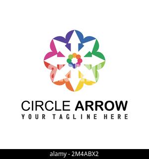 arrow in circular with full color image graphic icon logo design abstract concept vector stock. Can be used as a symbol related to business or trading Stock Vector