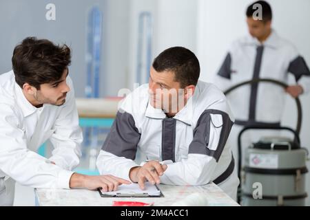 portrait of a young male apprentice painter Stock Photo