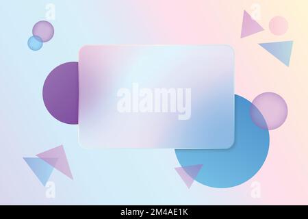 Glassmorphism abstract template. Vector background with glassmorphic copy space. Trendy design with glass effect rectangle. Gradient illustration. Stock Vector