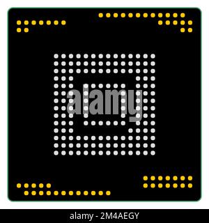 Computer or mobile chip isolated on white background. Vector clipart. Stock Vector