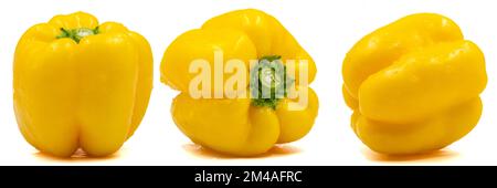 Set of bell pepper images. Yellow bell pepper isolated on a white background. Clipping Path. Full depth of field. close up Stock Photo