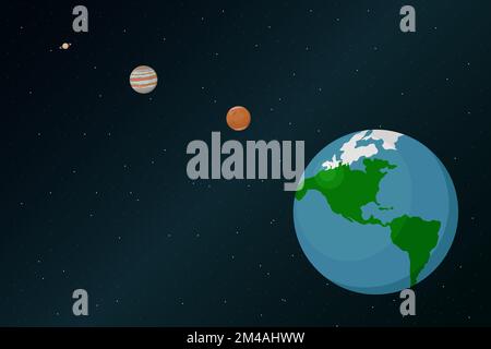 View of planet Earth from outer space. Vector illustration. Stock Vector