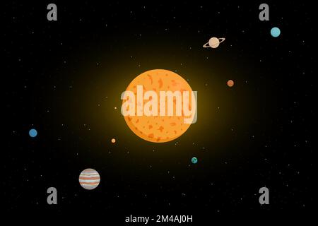 Planetary system of Sun. Vector illustration. Stock Vector