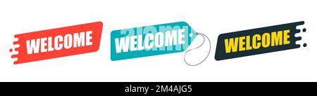 Welcome banner design. Emblem with text Welcome. Stock Vector