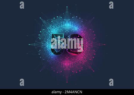 5G network wireless systems and internet vector illustration. The concept of 5G network, high-speed mobile Internet, new generation networks. 5G Stock Vector