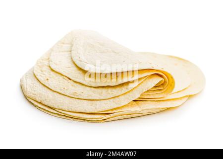 Mexican Corn Tortillas isolated on the white background. Stock Photo