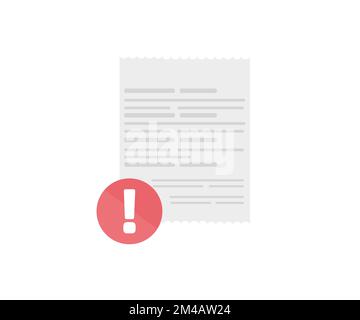 Declined caution notification, tax due debt pay check bill logo design. Fraud payment rejected notice, transaction verification vector design. Stock Vector