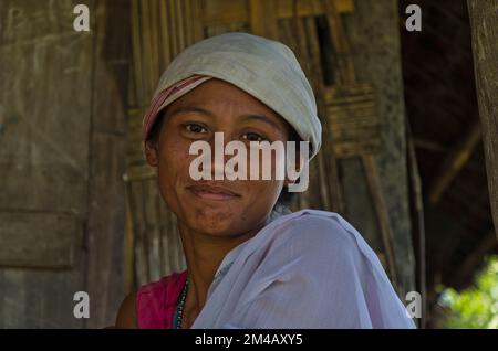 Farmers of the Mishing-Tribe still live the traditional way in villages Stock Photo