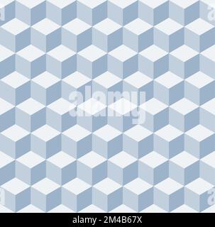 Seamless cube vector pattern. Embossed cuboid hexagonal tile pattern. Modern fashion ornament design. Blue pattern. Stock Vector