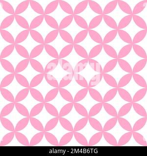 Pink on white overlapping circles seamless texture. Classic ovals and circles vector geometric fashion pattern. Stock Vector