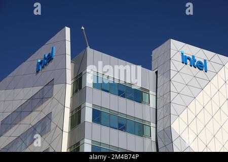 HAIFA, ISRAEL - NOVEMBER 1, 2022: Intel tech company research and development in Matam business park in Haifa, Israel. Haifa city is a R&D facility ce Stock Photo