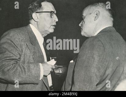 Italian-born American gangster and mafia mobster Joe Profaci (left), USA, 1950s Stock Photo