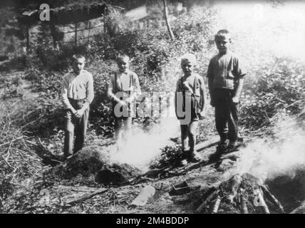 coalmen, bondone, italy Stock Photo