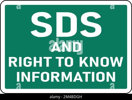 SDS and Right To Know Info Sign On White Background Stock Vector