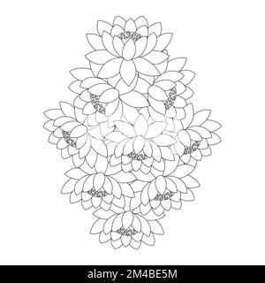 lotus flower coloring page of simplicity artistic drawn with blossom flower on isolated background Stock Vector