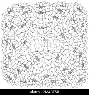 lotus flower coloring page of simplicity artistic drawn with blossom flower on isolated background Stock Vector