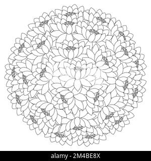 lotus flower coloring page of simplicity artistic drawn with blossom flower on isolated background Stock Vector