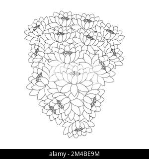 lotus flower coloring page of simplicity artistic drawn with blossom flower on isolated background Stock Vector