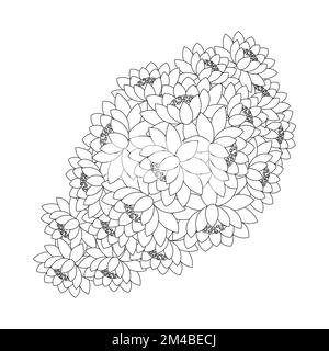 lotus flower coloring page of simplicity artistic drawn with blossom flower on isolated background Stock Vector