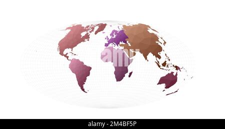 Polygonal world map. Aitoff projection. Superb vector illustration. Stock Vector