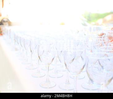 catering services background with snacks and glasses of wine on bartender counter Stock Photo