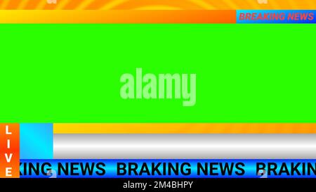 news logo, live news and news events text space illustration image. green screen News background. Stock Photo