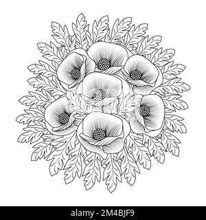 pencil line art design flower coloring page with beautiful sketch for kids  9002246 Vector Art at Vecteezy