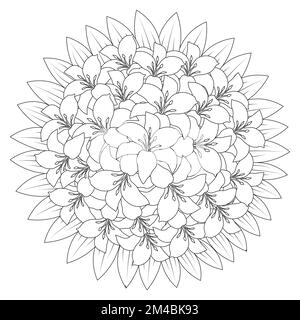 lily flower and lilium flower coloring page outline decorative line art ...