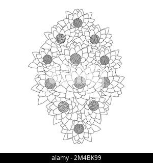 water lily flower coloring page of simplicity artistic drawn with blossom flower on isolated background Stock Vector