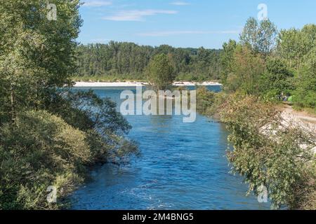 ticino river and scaricatore canal, turbigo, italy Stock Photo