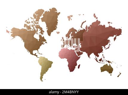 World Map. Cool low poly style continents. Vector illustration. Stock Vector