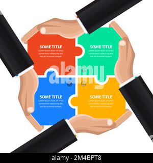 Infographic template with icons and 4 options or steps. Puzzle. Can be used for workflow layout, diagram, banner, webdesign. Vector illustration Stock Vector