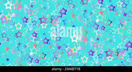 Colorful flying stars confetti isolated on color blue background. Beautiful random stellar falling. Pattern of color stars. Decorative gradient christ Stock Vector