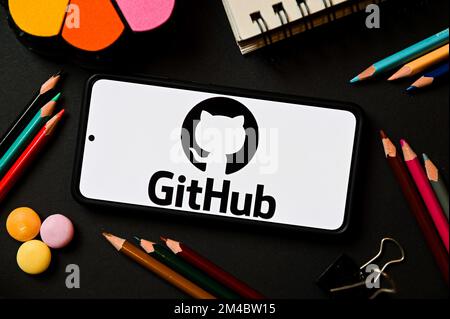 Poland. 17th Dec, 2022. In this photo illustration, a GitHub logo seen displayed on a smartphone. (Credit Image: © Mateusz Slodkowski/SOPA Images via ZUMA Press Wire) Stock Photo