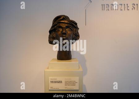 Xavery Dunikowski's sculpture of Frederic Chopin's head from a series of sculptures for Royal Castle in Cracow. Birthplace of Chopin in Żelazowa Wola Stock Photo