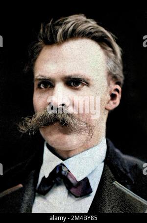 Portrait de Friedrich Nietzsche (1844 -1900) - photo colorié ultérieurement Stock Photo