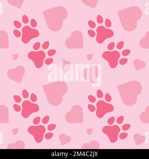Paw seamless pattern vector doodle abstract dog and cat animal footprint background for fabric, texture and wallpaper illustration Stock Vector