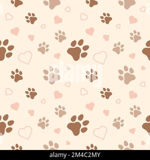 Paw seamless pattern vector doodle abstract dog and cat animal footprint background for fabric, texture and wallpaper illustration Stock Vector