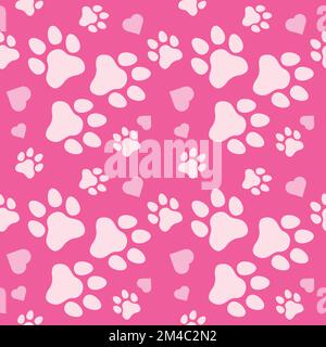 Paw seamless pattern vector doodle abstract dog and cat animal footprint background for fabric, texture and wallpaper illustration Stock Vector