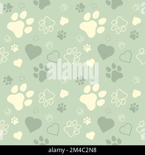 Paw seamless pattern vector doodle abstract dog and cat animal footprint background for fabric, texture and wallpaper illustration Stock Vector