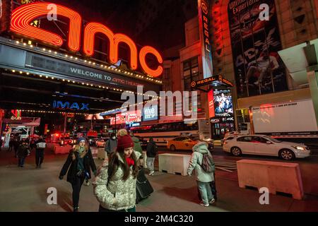 The Regal and AMC Empire 25 Cinemas in Times Square in New York on Wednesday, December 14, 2022. (© Richard B. Levine) Stock Photo