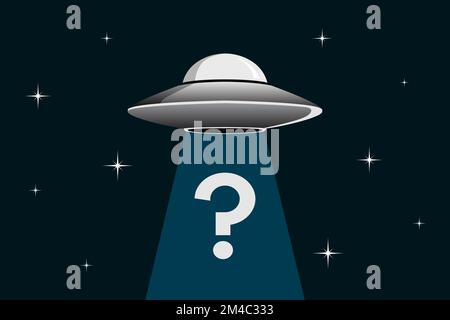 UFO abduction. Flying saucer. Vector illustration. Stock Vector