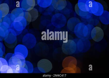 Blue Bokeh Light Background With Soft Defocused Glowing Circles Stock Photo
