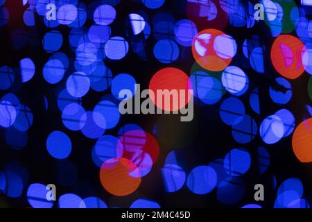 Blue Bokeh Light Background With Soft Defocused Glowing Circles Stock Photo