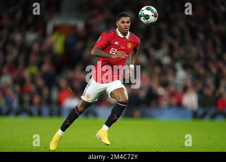 File photo dated 10-11-2022 of Marcus Rashford. Manchester United have triggered one-year options to extend the contracts of Marcus Rashford, Luke Shaw, Diogo Dalot and Fred to the end of the 2023-24 season, the PA news agency understands. Issue date: Tuesday December 20, 2022. Stock Photo