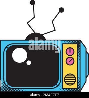 retro vintage television device halftone grunge style vector ...