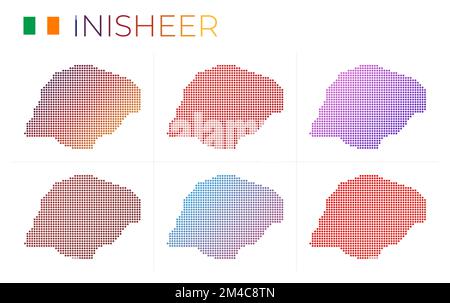 Inisheer dotted map set. Map of Inisheer in dotted style. Borders of the island filled with beautiful smooth gradient circles. Captivating vector illu Stock Vector