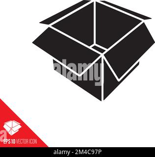 Empty cardboard box glyph icon. Emptiness vector symbol. Stock Vector