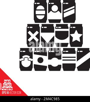 Stack of beer cans vector icon. Drinks, beverages and packaging vector symbol. Stock Vector