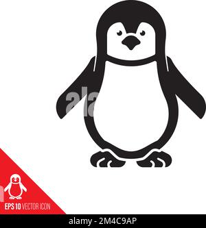 Baby penguin vector icon. Endangered species glyph symbol. Stock Vector